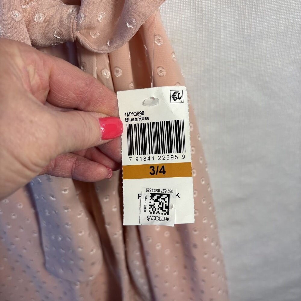 Blush - Rose Polka Dot Wrap Dress With Spaghetti Straps & Back Zipper - Picture 12 of 14